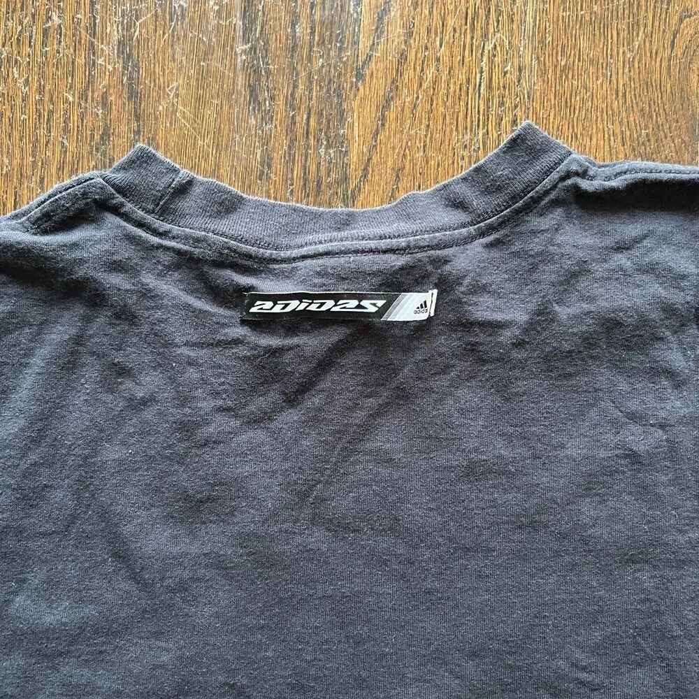 Vintage Y2K Adidas Spell Out Long Sleeve T-Shirt Black Gray Streetwear XL